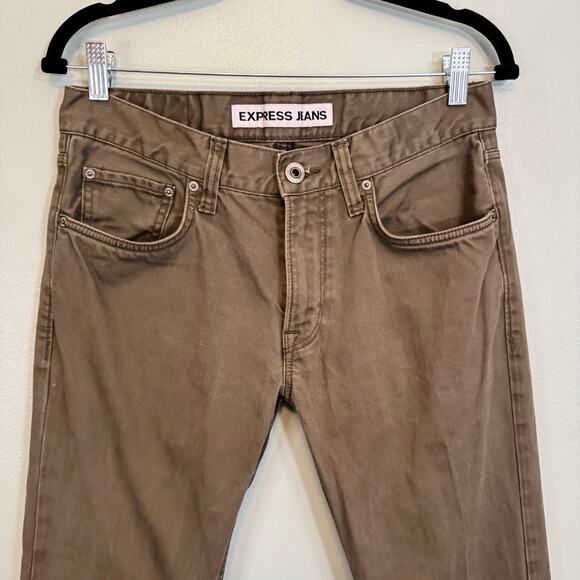 Express Jeans Mens 29X30 Brown Casual Denim Rocco Slim Fit Skinny Leg Mid Rise - Picture 3 of 8